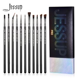 Jessup Eyeliner Brushes set11pcs Pro BrushesTapered Angled Flat Ultra Fine Precision Eye Makeup brushes set T324 240403