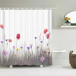 Shower Curtains 3D Beautiful Flowers Plant Leaf Printed Bathroom Curtain Frabic Waterproof Polyester With Hooks