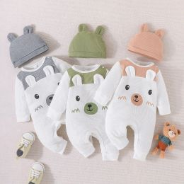 Sets Newborn Infant Baby Boy Clothes Sets Spring Autumn Waffle LongSleeved Cute Jumpsuit+Hat 2 PCS Toddler Girls Clothes