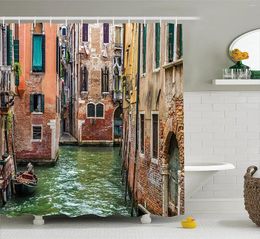 Shower Curtains Venice Curtain Italian City On Water Historical Landmark Famous Streets Houses Gondolas Europe Waterproof Bath