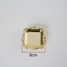 10Pieces Gold Storage Mini Tray Silver Cake Fruit Plate Jewelry Display Plastic Tray Party Sushi Plate For Home Decor