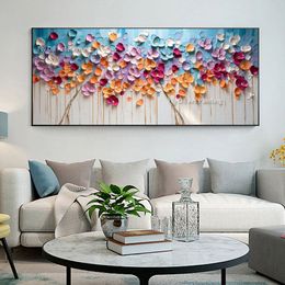 Abstract Colourful Flower Oil Painting On Canvas Large Wall Art 100% Hand Painted Canvas Painting Blossom Floral Painting Minimalist Art Custom Living Room Decor