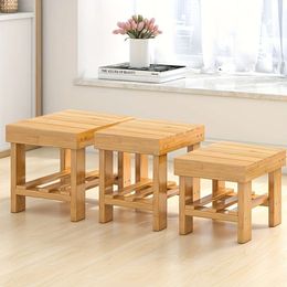 1pc Bamboo Household Square Stool for Changing Shoes, Durable Storage Stool, Space Saving Organiser of Office, Living Room, Bedroom, Home, Dorm, Bedroom