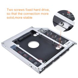 TISHRIC Aluminum For Macbook 2nd Hdd Caddy 9.5mm 12.7mm Optibay SATA 3.0 2.5'' SSD DVD CD-ROM Enclosure Hard Disk Drive Case