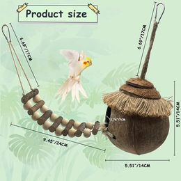 Natural Coconut Shell Bird Cages Parrot House Nesting House Cage With Ladder For Small Pet Parakeets Finches Sparrows