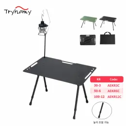 Furnishings Lightweight Outdoor Tactical Table Aluminum Alloy Table Folding Table with Light Bar Barbecue Picnic Liftable Camping Table New