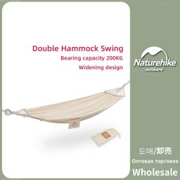 Furnishings Naturehike New Portable Double Camping Hammock Outdoor Folding 2 Person Antirollover Canvas Hammock Sturdy Garden Tree Hammock