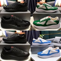 Luxusschuhe Designer Männer Trainer Ater Leder Stoff Sneakers America Cup Schnürung lässiger Schuh schwarz grün weiß rot blau Größen 38-45