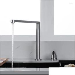 Kitchen Faucets 304 Stainless Steel Sink Faucet Den Lifting Folding And Cold Mixed Water Separate Tap Dual Drop Delivery Dh1Fb