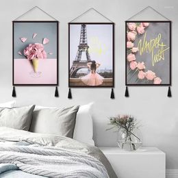 Tapestries Nordic Living Room Decoration Painting Fresh Pink Abstract Bedroom Background Wall Ins Wind Tapestry