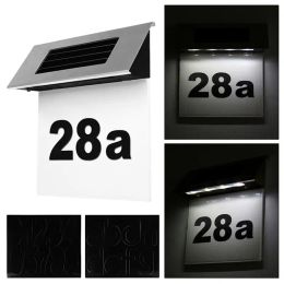 LED Solar house number Doorplate Number Lamp House Door Numbers Outdoor Wall Plaque Light 4 LED