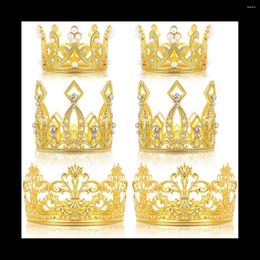 Party Decoration 6 Pcs Crown Cake Topper Birthday Mini Crystal Pearl Cupcake Toppers For Wedding