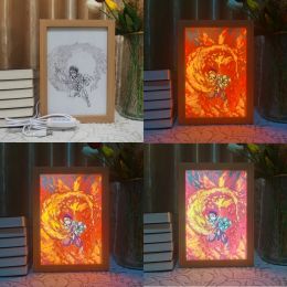 Anime Led Photo Frame Lamp Genshin Impact Hu Tao Yoimiya Art Painting Design Night Light Valorant Omen Home Decor Kid Room Gift