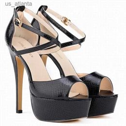 Dress Shoes LOSLANDIFEN Women Sandals Sexy Gladiator Party Platform Peep Toe PU 14CM Thin high heels Fashion Pumps silver H2404039T6M