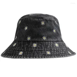 Berets Girl Pattern Bucket Hat Wide Brim Outdoor Summer Spring Foldable Fisherman Sunproof Gifts For Girlfriend