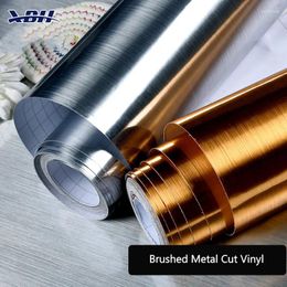 Window Stickers 2ft 164ft Cutting Sticker Self Adhesive Metallic Brushed Gold Silver PET Film Rolls For Adversing Decoration