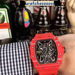 Watch Top Quality Swiss Movement Watch Ceramic Dial with Diamond Business Leisure Rm35-02 Red Carbon Fiber Tape