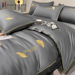 4 Piece Satin Queen Size Bedding Sets Adult Luxury Silky Bed Sheets Set Duvet COver