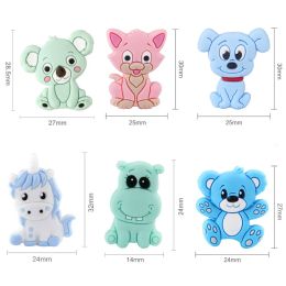 5pcs Silicone Animal unicorn Sloth Koala Baby Beads For DIY Pacifier Chain Necklace Baby Care Products Accessories