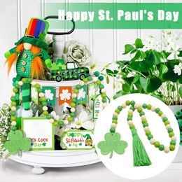 Party Decoration St. Patrick'S Day Rope Tassel Beads Colorful Wooden Holiday Home Diy Pendant Accessories