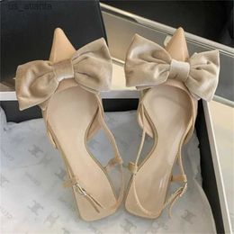 Sandals Spring Fashion Butterfly-knot Buckle Strap Pumps Women Pointed Toe Square Heel Dress Casual Mule Ladies Shoes H240403UUV4