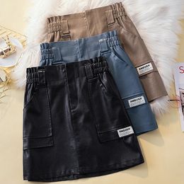 Plus Size 3XL 4XL PU Punk y2k Skirt For Women 2023 Winter Autumn Leather Mini A Line Skirts Female Large Street Clothing 240321