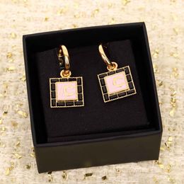 2024 Luxury quality charm square shape drop earring with pink Colour desinger in 18k gold plated have stmap box PS3383B