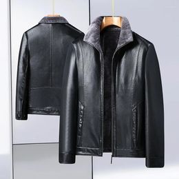 Men's Jackets 2024 Plus Fat Size Leather Coat Winter Middle-aged Man Fur One With Fleece Thick Lapel Warm