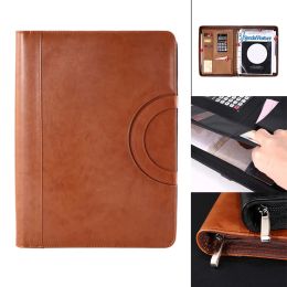 Bag A4 Folder Document Storage Pu Leather Zipper Bag for Notebook Business Holder Travel Diary Organiser Stationery Office Supplies