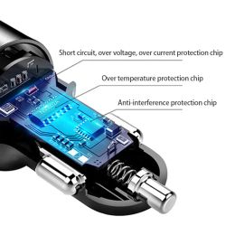 BLALION 12V Car Cigarette Lighter Charger Adapter Auto QC 3.0 Fast Charging 3 Ports USB Splitter For Mobile Phone DVR GPS MP3