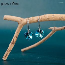 Dangle Earrings JoiasHome Drop For Women Silver Jewellery Ocean Heart Blue Crystal Elegant Personality Princess Ear Hook Female Ear-Drops