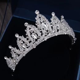 Baroque Luxury Rhinestone Bridal Crown Tiaras Handmade Silver Colour Crystal Diadem Tiaras For Bride Wedding Hair Accessories