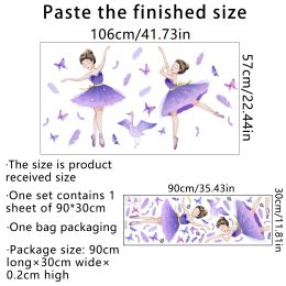 30*90cm Dancing Girl Feather Butterfly Wall Stickers Bedroom Study Background Wall Home Decor Wall Stickers Wallpaper Ms2293