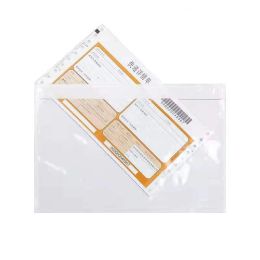 Envelopes 50pcs Plastic Bags Patch Waterproof Transparent Bill Bag Single Invoice Paper Size Packing Document Bag SelfAdhesive Bags Expre