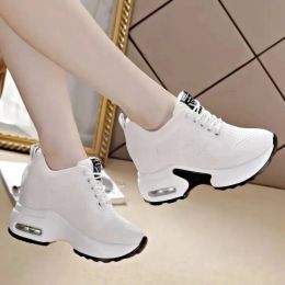 Women Mesh Breathable Casual Sneakers Spring Platform Heels Wedges Height Increasing 2023 Knitted Ladies Vulcanised Shoes
