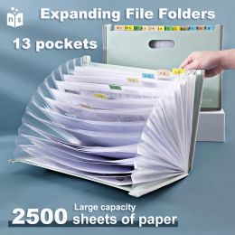 File A4 Expanding File Folder 13 Pockets Paper Storage With Classified Index Stickers Multilayer Folder School Document Organizer Bag