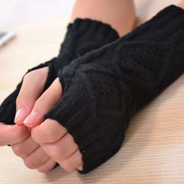 Knitted Half Finger Gloves Women'S Warm Soft Wool Winter Gloves Handschoenen Mittens For Girl Guantes Invierno