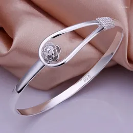 Bangle Silver Color Exquisite Luxury Gorgeous Fashion Wedding Women Lady Bracelet Charm Stamped Nice Birthday Gift B179