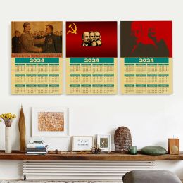 2024 Calendar Stalin Marx Lenin Poster USSR CCCP Vintage Kraft Print Vintage Home Room Decor Aesthetic Art Wall Painting