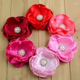 Hair Accessories 20pcs/lot 3.54 Inch Summer Style Kids Shabby Flower 4 Layers With Pearl Centre For Girls Headband MH92