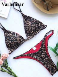 Women's Swimwear New sexy leopard print Brazilian bikini swimsuit womens swimsuit two-piece bikini swimsuit V1149 J240403