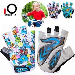 Gloves 1Pair Gel Padding Cycling Gloves Half Finger Hand Rain Grip Hot Wet Outdoor Bike Glove 212 Kids Junior Boy Girl Drop Shipping