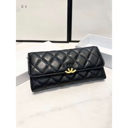 Wallet 70% Top Fashion Simple Xiaoxiangfeng Lingge Womens Long Handheld Bag New Simple and Large Capacity Casual Card Tidal Gift Box Bag