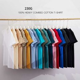 Summer Men's 230g Cotton Short Sleeve T-shirt Men's Loose Solid Color Underlay Fashion Brand T-shirt White Clothes