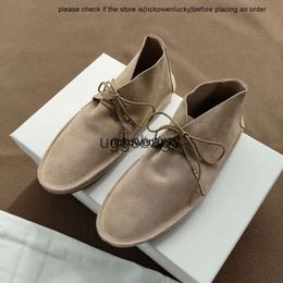 the row shoes Pure Original The * Naked Boots 23 Autumn/Winter New Flat Bottom Versatile Suede Tyle Single Soft Sole Shoes for Women high quality PEBQ