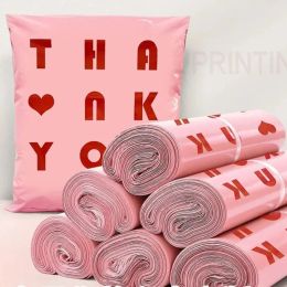 Envelopes Pink Courier Bags THANK YOU English Printing Plastic Shipping Envelopes Mailing Pouch Goods Items Packaging Express Delivery