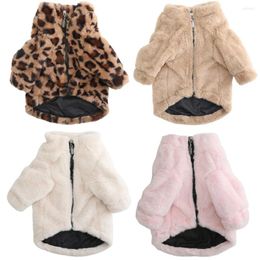 Dog Apparel Leopard Pattern Fleece Autumn And Winter Clothing Pet Thickened Warm Fur Coat