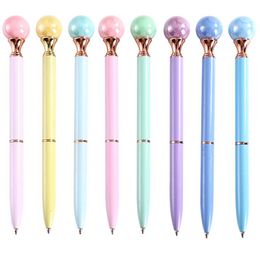 Cute Crystal Spin Pearl Ballpoint Pen High quality Metal Business Office Writing Ball Point Pens School Office Stationery Supplies