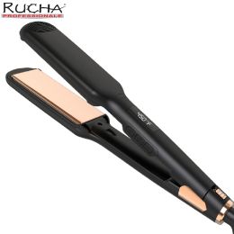 Irons RUCHA Original Ceramic Hair Straightening Flat Iron 2inch Plates Black Professional Salon Model Hair Straightener and Curler