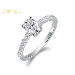 Cluster Rings Shining U S925 Silver D Color Moissanite 5 7mm 1CT Ring For Women Platinum Plated Fine Jewelry Anniversary